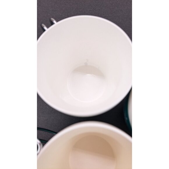 Vintage Mint Green Thermo Serv Mugs NFC White Floral Chrome Wire Handle MCM Teal - Picture 12 of 15